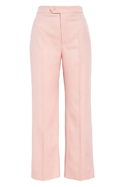 Shop Gucci Wool Crop Pants In 5838 Hopeful Pink