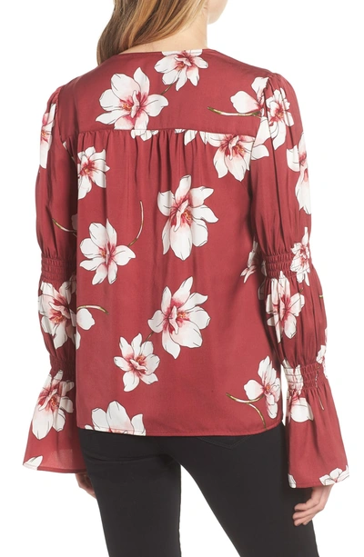Shop Cupcakes And Cashmere Floral Print Blouse In Earth Red