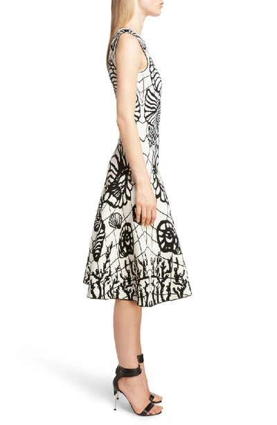 Shop Alexander Mcqueen Shell Jacquard A-line Dress In Ivory/black