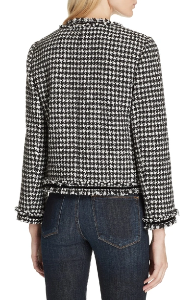 Shop Kate Spade Houndstooth Tweed Jacket In Black/ Cream