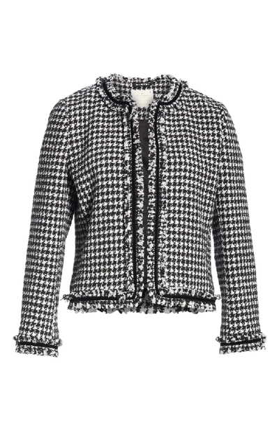 Shop Kate Spade Houndstooth Tweed Jacket In Black/ Cream