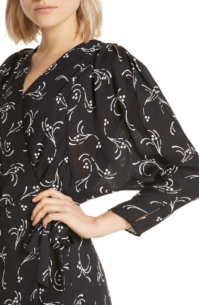 Shop Joie Acantha Asymmetrical Wrap Silk Dress In Caviar