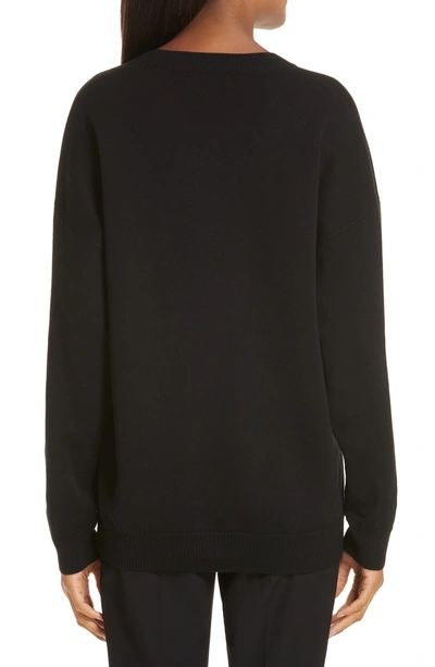 Shop Burberry Bilston Logo Jacquard Merino Wool Blend Sweater In Black