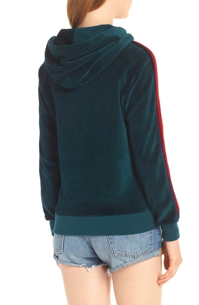 Shop Aviator Nation Classic Velour Hoodie In Teal