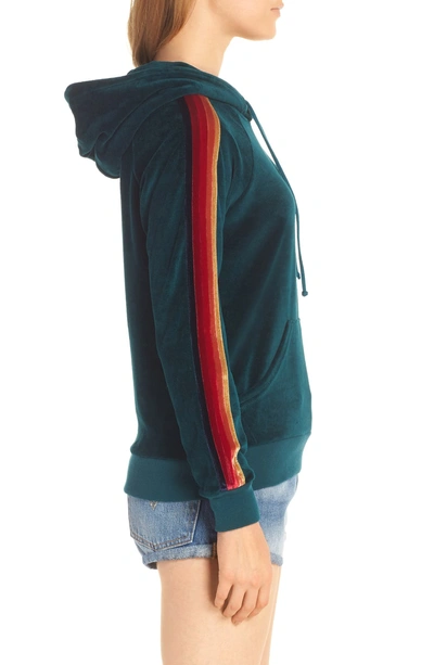 Shop Aviator Nation Classic Velour Hoodie In Teal