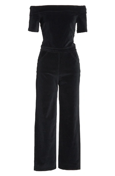 Shop 3x1 Velvet Off The Shoulder Jumpsuit In True Black