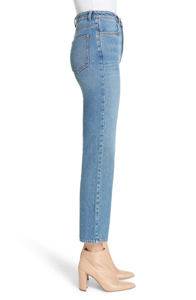 Shop A.l.c Malone Studded Straight Leg Jeans In Vintage Indigo/ Silver