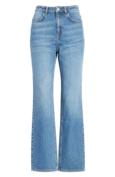 Shop A.l.c Malone Studded Straight Leg Jeans In Vintage Indigo/ Silver