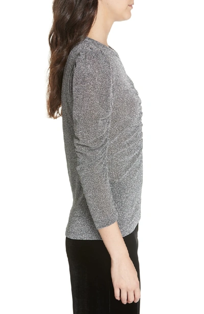 Shop Rebecca Taylor Ruched Metallic Jersey Top In Silver