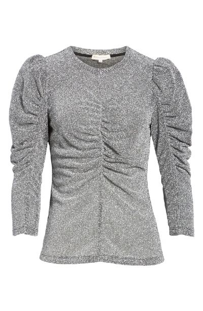 Shop Rebecca Taylor Ruched Metallic Jersey Top In Silver