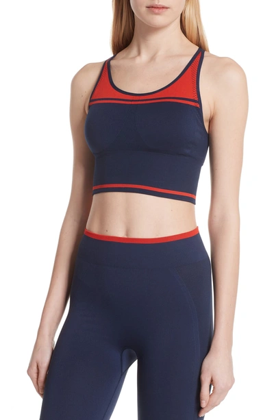 Shop Tory Sport Two-tone Seamless Camisole Long Bra In Tory Navy/ Red