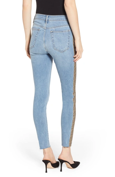 Shop Joe's Charlie Leopard Side Stripe Raw Hem Ankle Jeans In Abigale