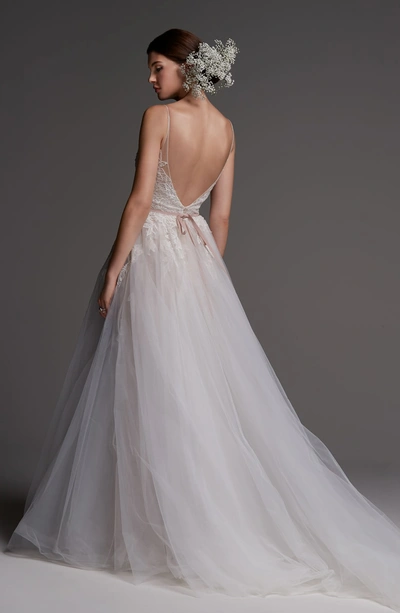 Shop Watters Avignon Lace & Tulle Wedding Dress In Ivory/ Blush/ Rose Quartz