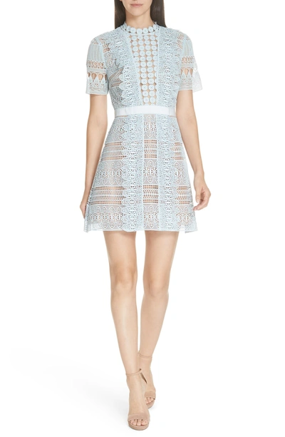 Shop Self-portrait Lace A-line Minidress In Blue