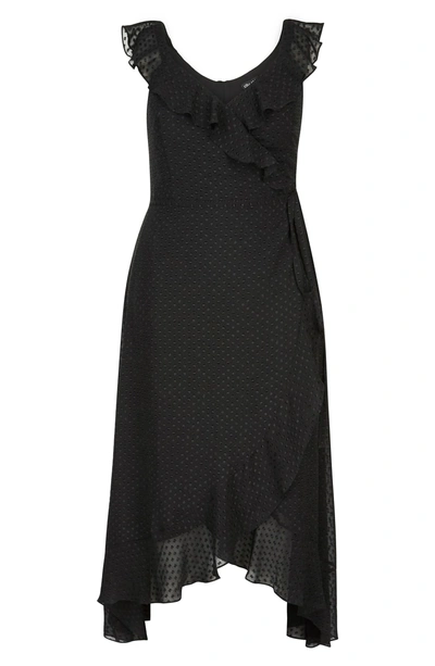 Shop City Chic Dot Fil Coupe Ruffle Maxi Dress In Black