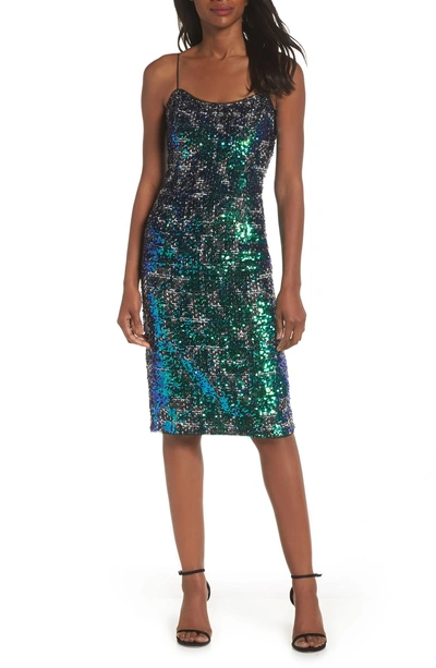 Shop Adrianna Papell Sequin Tweed Dress In Emerald Multi