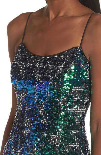 Shop Adrianna Papell Sequin Tweed Dress In Emerald Multi