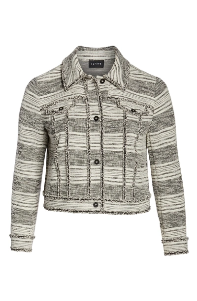 Shop 1.state Fringe Trim Tweed Jacket In Rich Black