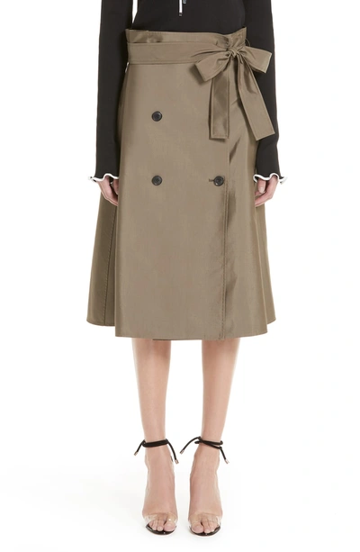Shop Adeam Trench Skirt In Olive Green