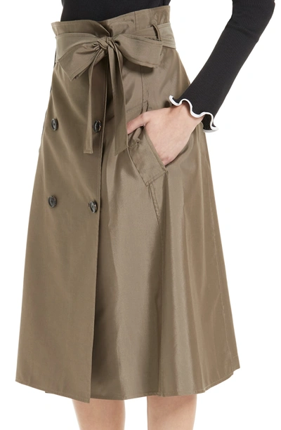 Shop Adeam Trench Skirt In Olive Green