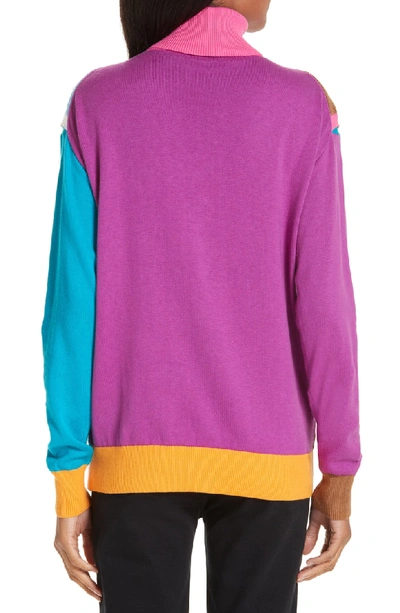 Shop Victor Glemaud Layered Cotton & Cashmere Sweater In Pink/blue/sand Combo