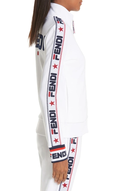 Shop Fendi X Fila Mania Logo Zip Jersey Jacket In White