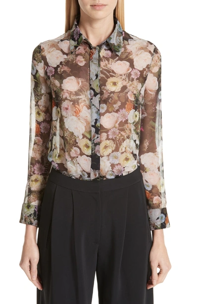 Shop Adam Lippes Floral Silk Blouse In Black Floral