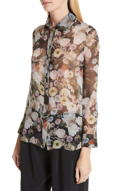 Shop Adam Lippes Floral Silk Blouse In Black Floral