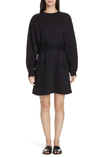 Shop Proenza Schouler Pswl Belted Sweatshirt Dress In Black