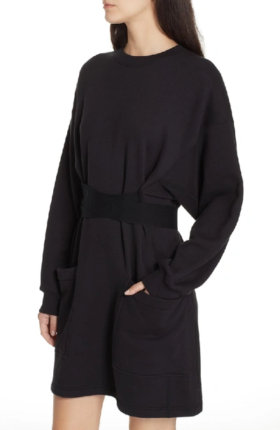 Shop Proenza Schouler Pswl Belted Sweatshirt Dress In Black
