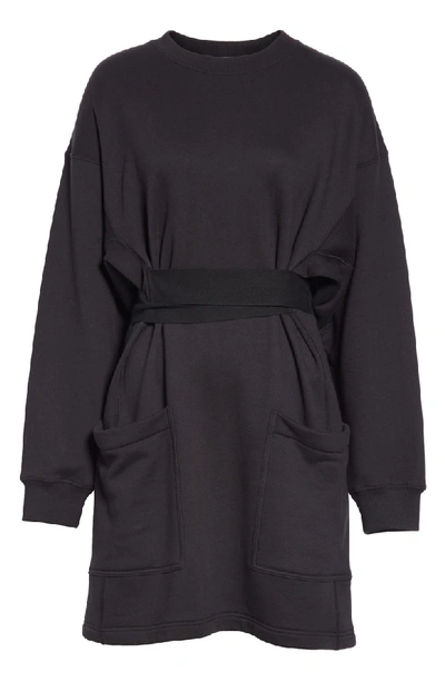 Shop Proenza Schouler Pswl Belted Sweatshirt Dress In Black