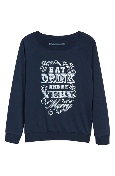 Shop Prince Peter Eat, Drink & Be Merry Pullover In Navy