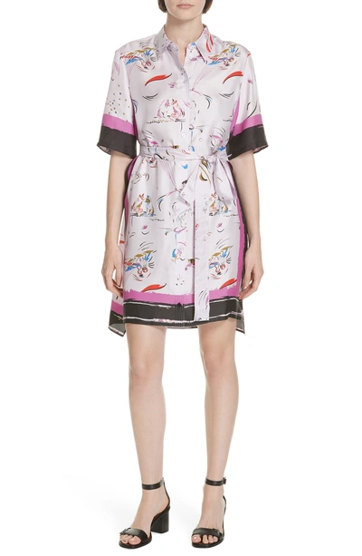 Shop Tory Burch Painted Border Shirtdress In Purple Daydream