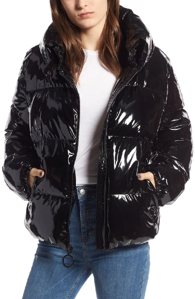 Shop Kendall + Kylie Vinyl Puffer Jacket In Black