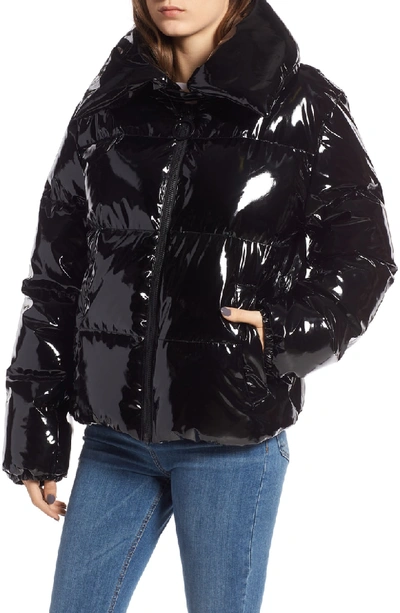 Shop Kendall + Kylie Vinyl Puffer Jacket In Black