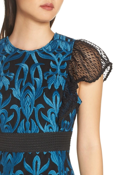 Shop Foxiedox Rosalynn Lace Midi Dress In Teal Multi