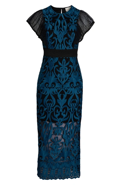 Shop Foxiedox Rosalynn Lace Midi Dress In Teal Multi