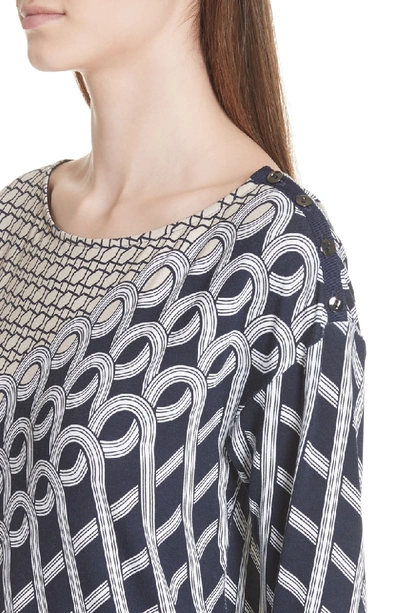 Shop St John Chain Swirl Print Top In Navy Multi