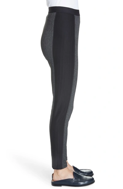 Shop Eileen Fisher Contrast Panel Tweed Leggings In Charcoal