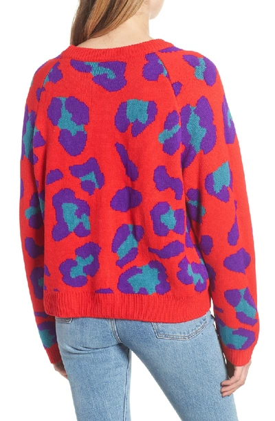 Blanknyc Leopard Intarsia Sweater In Red