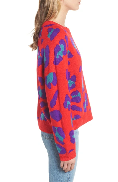 Blanknyc Leopard Intarsia Sweater In Red