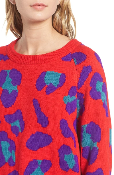 Blanknyc Leopard Intarsia Sweater In Red