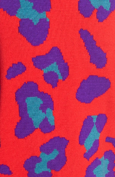 Blanknyc Leopard Intarsia Sweater In Red