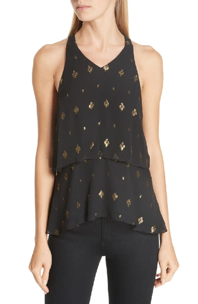 Shop A.l.c Duran Diamond Fil Coupe Tank In Black/ Gold