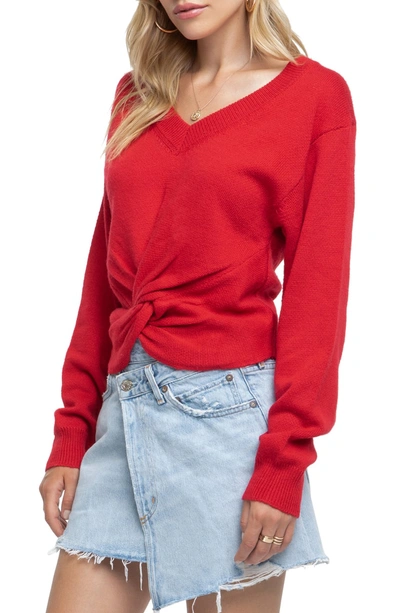 Shop Astr Twist Front Sweater In Red