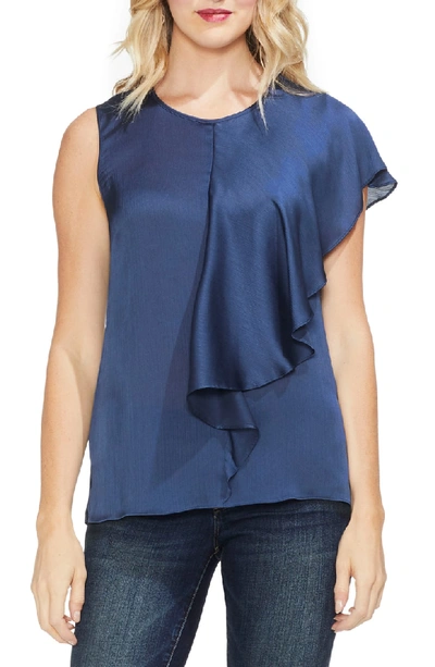 Shop Vince Camuto Asymmetrical Front Drape Top In Ink Blue