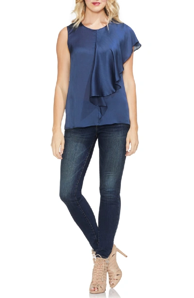 Shop Vince Camuto Asymmetrical Front Drape Top In Ink Blue