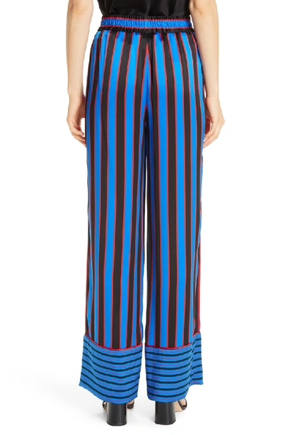 Shop Alice And Olivia Benny Stripe Silk Pajama Pants In Tricolor Pinstripe Black Multi