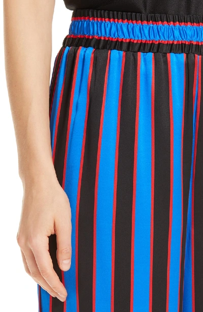 Shop Alice And Olivia Benny Stripe Silk Pajama Pants In Tricolor Pinstripe Black Multi