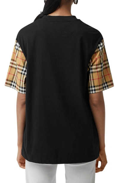 Shop Burberry Serra Vintage Check Sleeve Tee In Black